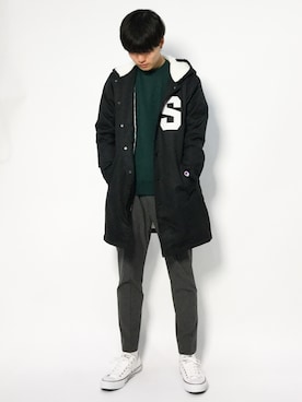 「STUSSY（ステューシー）のアイテム（ブルゾン）」を使った、武井一輝さん（メンズ・173cm）の冬コーディネート