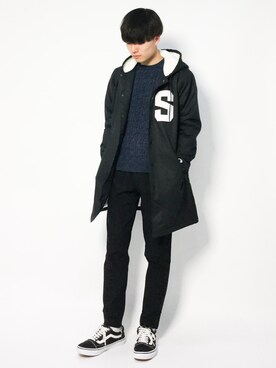 「STUSSY（ステューシー）のアイテム（ブルゾン）」を使った、武井一輝さん（メンズ・173cm）の冬コーディネート