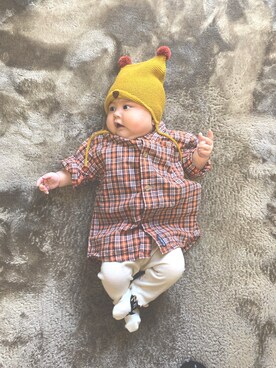 「OSHKOSH（オシュコシュ）のアイテム（トップス）」を使った、つむつむさん（キッズ・70cm）の春コーディネート