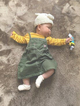 「Carter's（カーターズ）のアイテム（トップス）」を使った、つむつむさん（キッズ・70cm）の春コーディネート