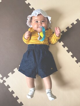 「Carter's（カーターズ）のアイテム（トップス）」を使った、つむつむさん（キッズ・70cm）の春コーディネート