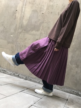 「Samansa Mos2 blue（サマンサモスモスブルー）のアイテム（スニーカー）」を使った、a-beerさん（レディース・157cm）の秋コーディネート