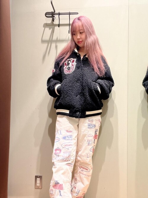 HYSTERIC GLAMOUR ワッペン ボア スタジャン ピンク ジャケット HYSTERIC GLAMOUR（ヒステリックグラマー）の「HYSTERIC COLLEGE