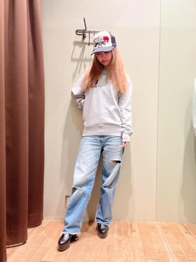 「でにむ」｜「アイテム（スウェット）」を使った、hzktoさん（レディース・161cm）の冬コーディネート