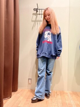 「でにむ」｜「アイテム（スウェット）」を使った、hzktoさん（レディース・161cm）の冬コーディネート