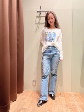 「でにむ」｜「アイテム（スウェット）」を使った、hzktoさん（レディース・161cm）の春コーディネート
