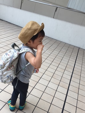「petit main（プティマイン）のアイテム（帽子）」を使った、masu oさん（メンズ・90cm）の夏コーディネート