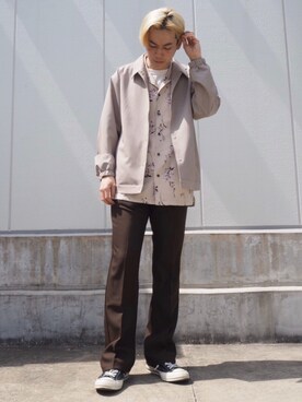 「JUNRED（ジュンレッド）のアイテム（その他アウター）」を使った、EIJIさん（メンズ・173cm）の春コーディネート