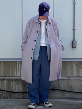 「JUNRED（ジュンレッド）のアイテム（キャップ）」を使った、EIJIさん（メンズ・173cm）の春コーディネート