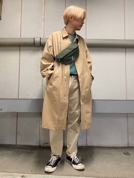 「JUNRED（ジュンレッド）のアイテム（ボディバッグ/ウエストポーチ）」を使った、EIJIさん（メンズ・173cm）の春コーディネート
