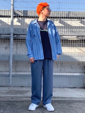 「JUNRED（ジュンレッド）のアイテム（ニットキャップ/ビーニー）」を使った、EIJIさん（メンズ・173cm）の春コーディネート