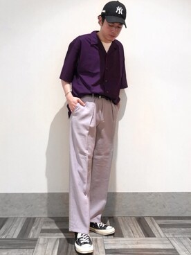 「オーブカラーシャツ」｜EIJIさん（メンズ・173cm）の夏コーディネート