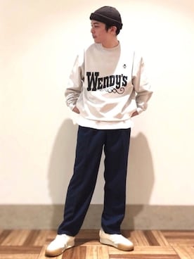 「JUNRED（ジュンレッド）のアイテム（ニットキャップ/ビーニー）」を使った、EIJIさん（メンズ・173cm）の秋コーディネート