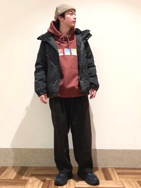 「JUNRED（ジュンレッド）のアイテム（ダウンジャケット/コート）」を使った、EIJIさん（メンズ・173cm）の冬コーディネート