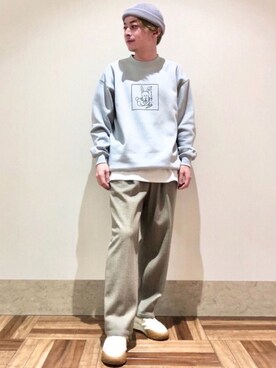 「JUNRED（ジュンレッド）のアイテム（ニットキャップ/ビーニー）」を使った、EIJIさん（メンズ・173cm）の冬コーディネート