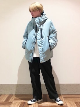 「JUNRED（ジュンレッド）のアイテム（ダウンジャケット/コート）」を使った、EIJIさん（メンズ・173cm）の冬コーディネート