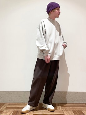 「JUNRED（ジュンレッド）のアイテム（ニットキャップ/ビーニー）」を使った、EIJIさん（メンズ・173cm）の冬コーディネート