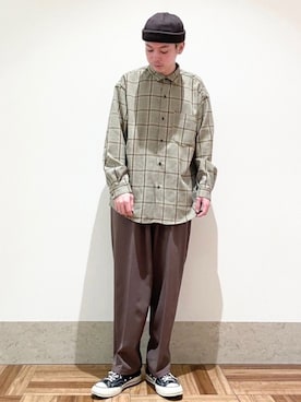 「JUNRED（ジュンレッド）のアイテム（ニットキャップ/ビーニー）」を使った、EIJIさん（メンズ・173cm）の冬コーディネート