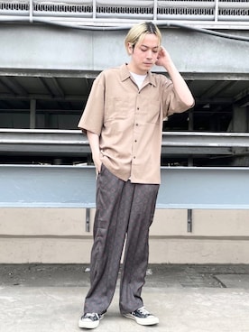 「柄物」｜「アイテム（その他）」を使った、EIJIさん（メンズ・173cm）の春コーディネート