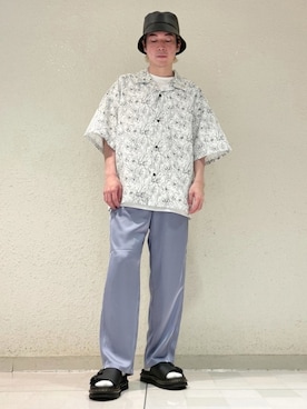「JUNRED（ジュンレッド）のアイテム（帽子）」を使った、EIJIさん（メンズ・173cm）の春コーディネート