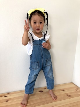 「アイテム（オールインワン・サロペット）」を使った、kotorihiさん（キッズ・90cm）の秋コーディネート