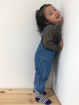 「アイテム（オールインワン・サロペット）」を使った、kotorihiさん（キッズ・90cm）の秋コーディネート