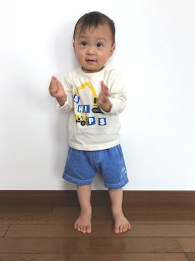 「アイテム（その他パンツ、ブルー系）」を使った、kotorihiさん（キッズ・90cm）の春コーディネート