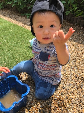 「DOUBLE_B（ダブルビー）のアイテム（トップス）」を使った、kotorihiさん（キッズ・90cm）の春コーディネート