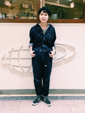 「orslow」｜「アイテム（ハンチング/ベレー帽）」を使った、nishikawaさん（レディース・166cm）の冬コーディネート