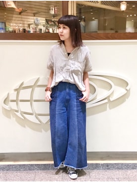 「BEAMS BOY（ビームスボーイ）の【予約】BEAMS BOY / レザー ワイドブレスレット（ブレスレット）」を使った、nishikawaさん（レディース・166cm）の春コーディネート