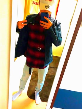 「THE CASUAL（カジュアル）のアイテム（ライダースジャケット）」を使った、Raitaさん（メンズ・165cm）の春コーディネート