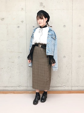 「秋のブラウンスタイル」｜「アイテム（デニムジャケット）」を使った、アイさん（レディース・156cm）の秋コーディネート