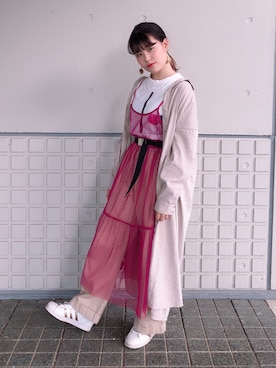 「RAY CASSIN（レイカズン）のアイテム（シャツワンピース）」を使った、アイさん（レディース・156cm）の春コーディネート