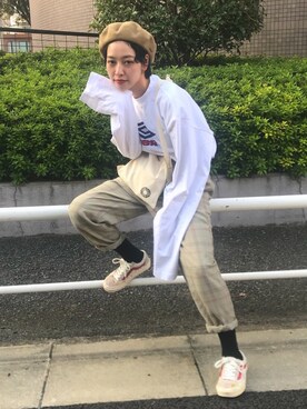 「vetements」｜「アイテム（ハンチング/ベレー帽）」を使った、mahoさん（レディース・159cm）の秋コーディネート
