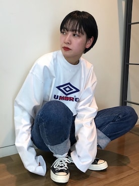 「Guess（ゲス）のアイテム」を使った、mahoさん（レディース・159cm）の秋コーディネート
