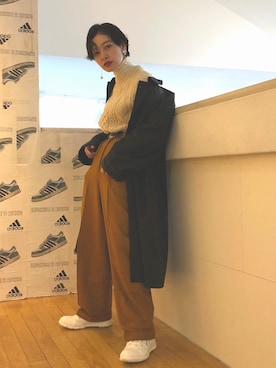 「UNIQLO（ユニクロ）のエクストラファインメリノリブタートルネックセーター（長袖）（ニット/セーター）」を使った、mahoさん（レディース・159cm）の冬コーディネート