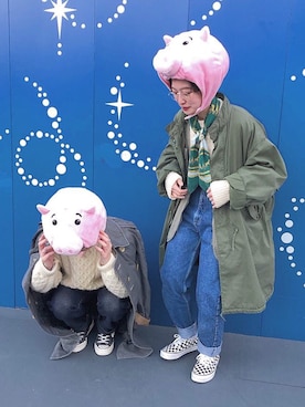 「Guess（ゲス）のアイテム」を使った、mahoさん（レディース・159cm）の冬コーディネート