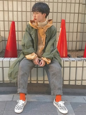 「UNIQLO（ユニクロ）のエクストラファインメリノリブタートルネックセーター（長袖）（ニット/セーター）」を使った、mahoさん（レディース・159cm）の冬コーディネート