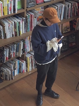 「レイヤードstyle」｜「アイテム（その他シューズ）」を使った、mahoさん（レディース・159cm）の冬コーディネート