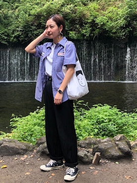 「Noritakeのアイテム（バッグ）」を使った、mahoさん（レディース・159cm）の夏コーディネート