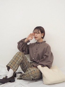「アプレジュール」｜「アイテム（トートバッグ）」を使った、mahoさん（レディース・159cm）の秋コーディネート