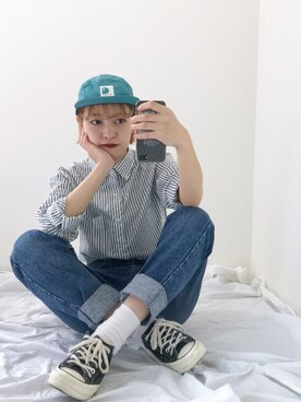 「Guess（ゲス）のアイテム」を使った、mahoさん（レディース・159cm）の秋コーディネート