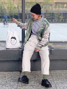「やっぱりストリートが好き」｜「アイテム（スタジャン）」を使った、mahoさん（レディース・159cm）の秋コーディネート