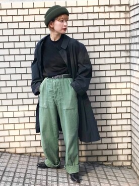 「やっぱりストリートが好き」｜「アイテム（ステンカラーコート）」を使った、mahoさん（レディース・159cm）の秋コーディネート