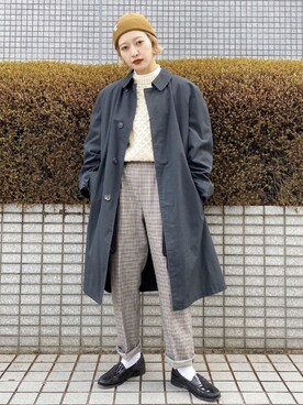 「Steven Alan（スティーブンアラン）のアイテム（ニットキャップ/ビーニー）」を使った、mahoさん（レディース・159cm）の冬コーディネート
