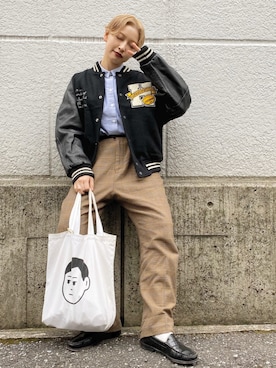 「アイテム（スタジャン）」を使った、mahoさん（レディース・159cm）の冬コーディネート
