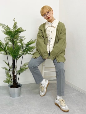 「レトロ」｜「アイテム（デニムジャケット）」を使った、mahoさん（レディース・159cm）の冬コーディネート