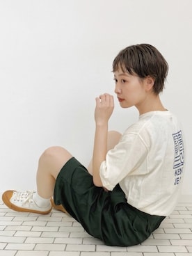 「EXCELSIOR（エクセルシオール）のアイテム（シューズ）」を使った、mahoさん（レディース・159cm）の夏コーディネート