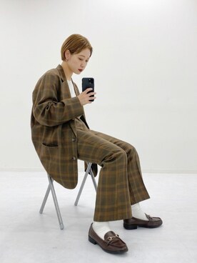 「apres jour mignon（アプレジュールミニョン）のアイテム（ジャケット/アウター）」を使った、mahoさん（レディース・159cm）の秋コーディネート