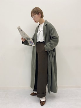 「レトロ」｜「アイテム（チェスターコート）」を使った、mahoさん（レディース・159cm）の秋コーディネート